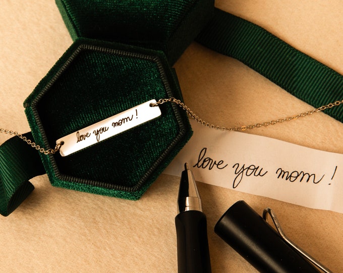 Personalized Handwriting Necklace for Mom Handmade Jewelry Actual Handwriting Engraved Gift for Women Grandma Mom Gift from Daughter