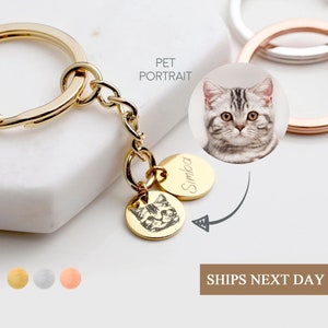 Custom Pet Portrait Keychain Mother's Day Gift for Cat Mom Dog Memorial Gift Pet Lover Gift Pet Photo Key Tag Chain Cat Mom Gifts