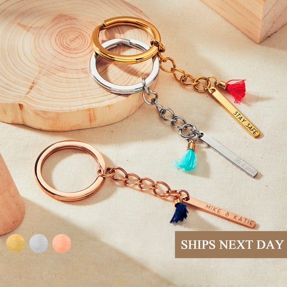 Personalized Cute Tassel Keychain for Women Custom Key Ring Car