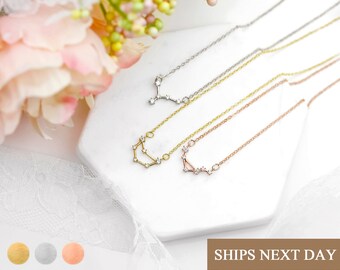 Zodiac Star Sign Necklace Constellation Charm Jewelry Celestial September Birthday Gift for Her Dainty Summer Jewelry Leo Virgo Cancer -ZCPN