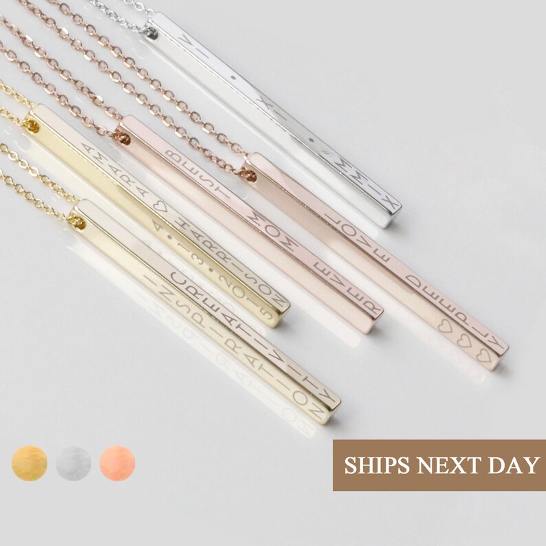 Vertical Bar Necklace for Women Personalized Necklace Initial Under 20 Name Necklace Gold Mothers Day Gifts Graduation Gift -4SBN-V 