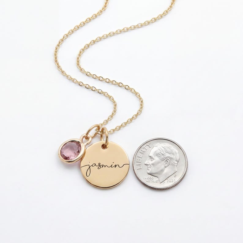 Birthstone Necklace for Women Birthday Gift for Her Personalized Jewelry for New Mom Grandma Kids Name Necklace image 12