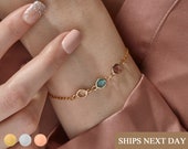 Birthstone Bracelet For Women Personalized Jewelry Gift for Mom Cyber Monday Sale for her Mother to Daughter Bracelet Birthday -BR-2HBS