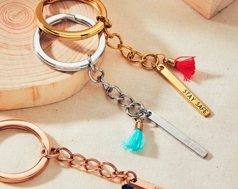 Personalized Cute Tassel Keychain For Women Custom Key Ring Car Key Accessories Name Charm Mother's Day Gift in Law New Mom Family Gifts