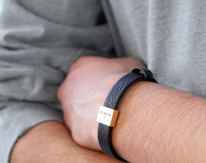 Personalized Gift For Dad Unique Fathers Day Gift Mens Leather Bracelet Groomsmen Gifts Custom Boyfriend New Relationship Gift