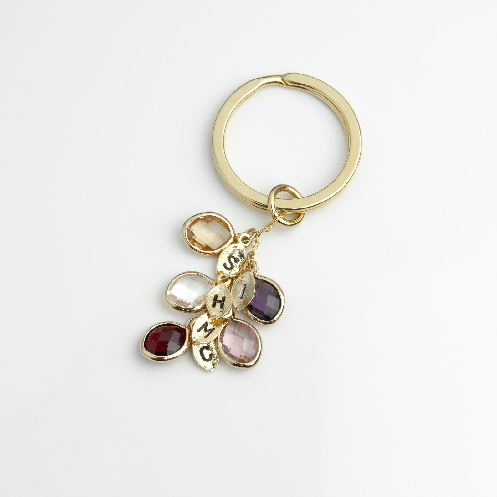 Personalized Birthstone Key Chain Personalized Gift Car Etsy