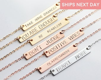 Personalized Necklace Bar Necklace For Women Gift for Best Friend Gift Jewelry Name Jewelry Coordinate Necklace Graduation Jewelry -9N