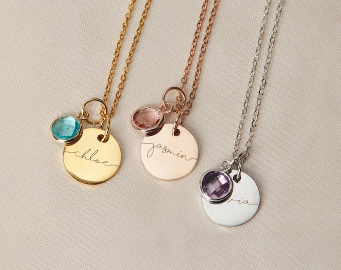 Birthstone Necklace for Women Birthday Gift for Her Personalized Jewelry for New Mom Jewelry  Custom Grandma Name Necklace
