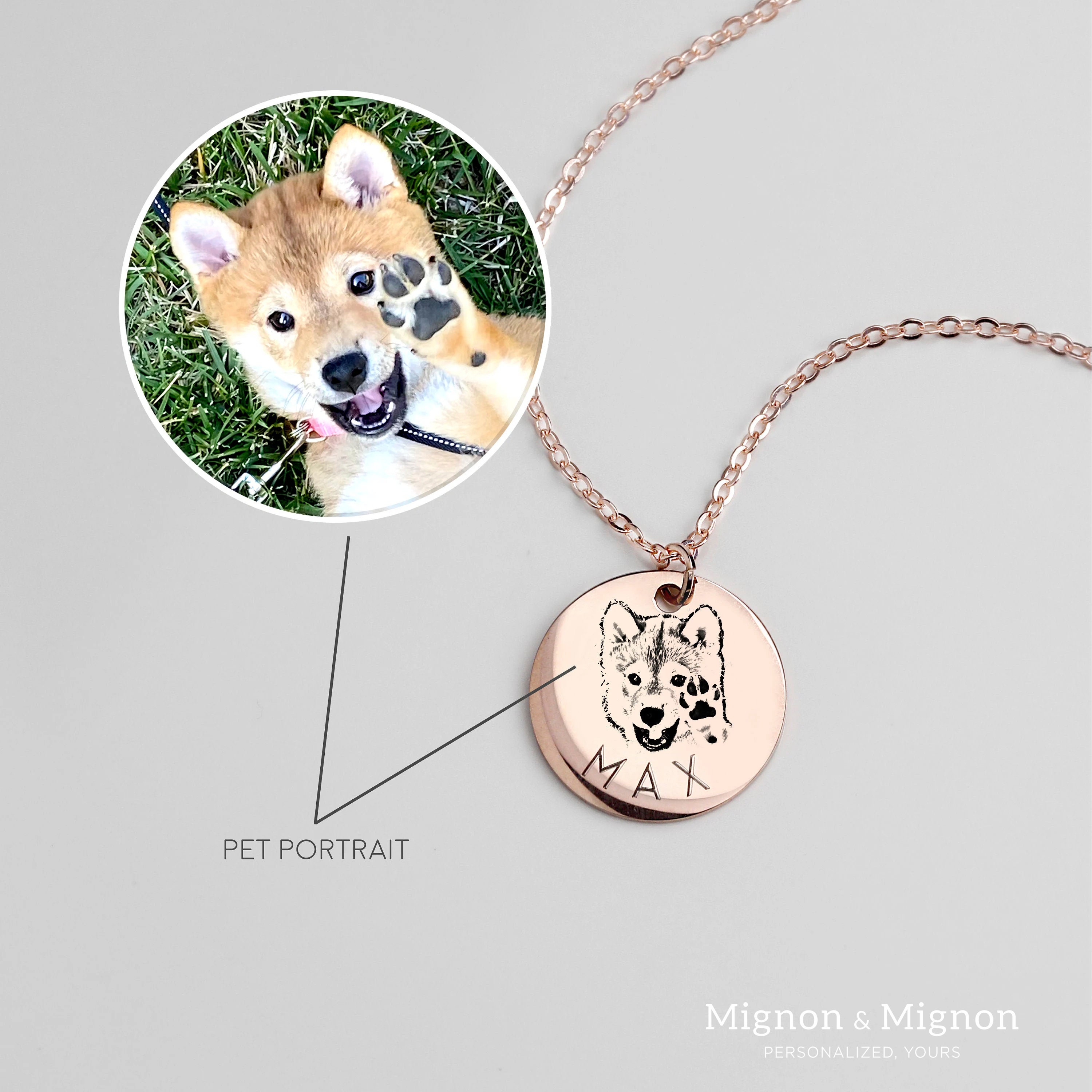 CN-AP Custom Pet Portrait Name Necklace Personalized Dog Cat Memorial Gift Pet Remembrance Photo Engraved Cat Mom Dad Summer Jewelry Gift Pet Supplies Urns & Memorials Pet Memorial Jewellery 