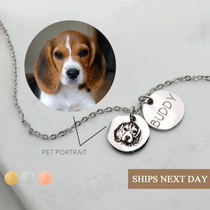 Custom Pet Portrait Necklace Personalized Cat Dog Mom Jewelry for Her Memorial Gifts for Dad Mother's Day Gift Cat Lover Birthday Gift