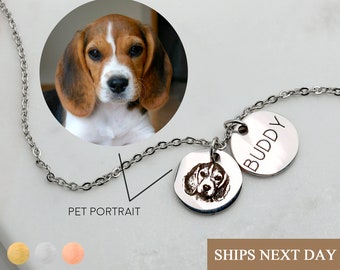Custom Pet Portrait Necklace Personalized Cat Dog Mom Jewelry for Her Memorial Gifts for Dad Mother's Day Gift Cat Lover Birthday Gift