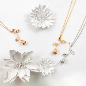 Rose Necklace With Initials Beauty And The Beast Rose Necklaces For Women Personalized Rose Gold Flower Girl Jewelry Nature Lover Gift