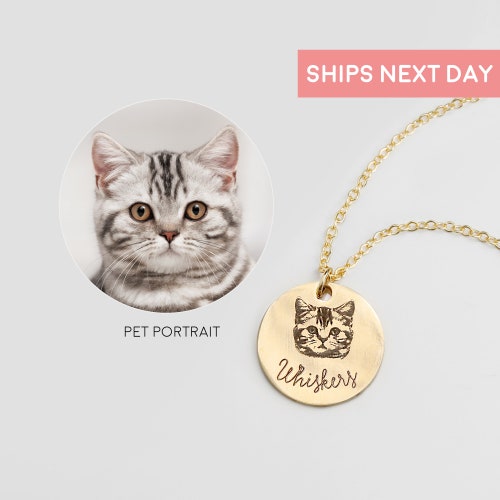 Custom Pet Portrait Name Necklace 