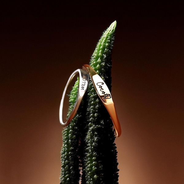 Personalized Name Ring Anniversary Name Jewelry Custom Handmade Jewelry Gift For Mom Mom Engraved Stackable Rings