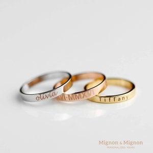 Custom Engraved Stackable Rings Unique Holiday Gift Personalized Name Matching Rings Engagement Ring Gifts for Mom Promise Ring for Him image 4