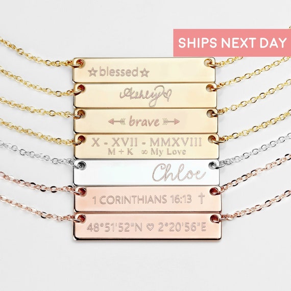 Personalized Custom Bar Necklace for 