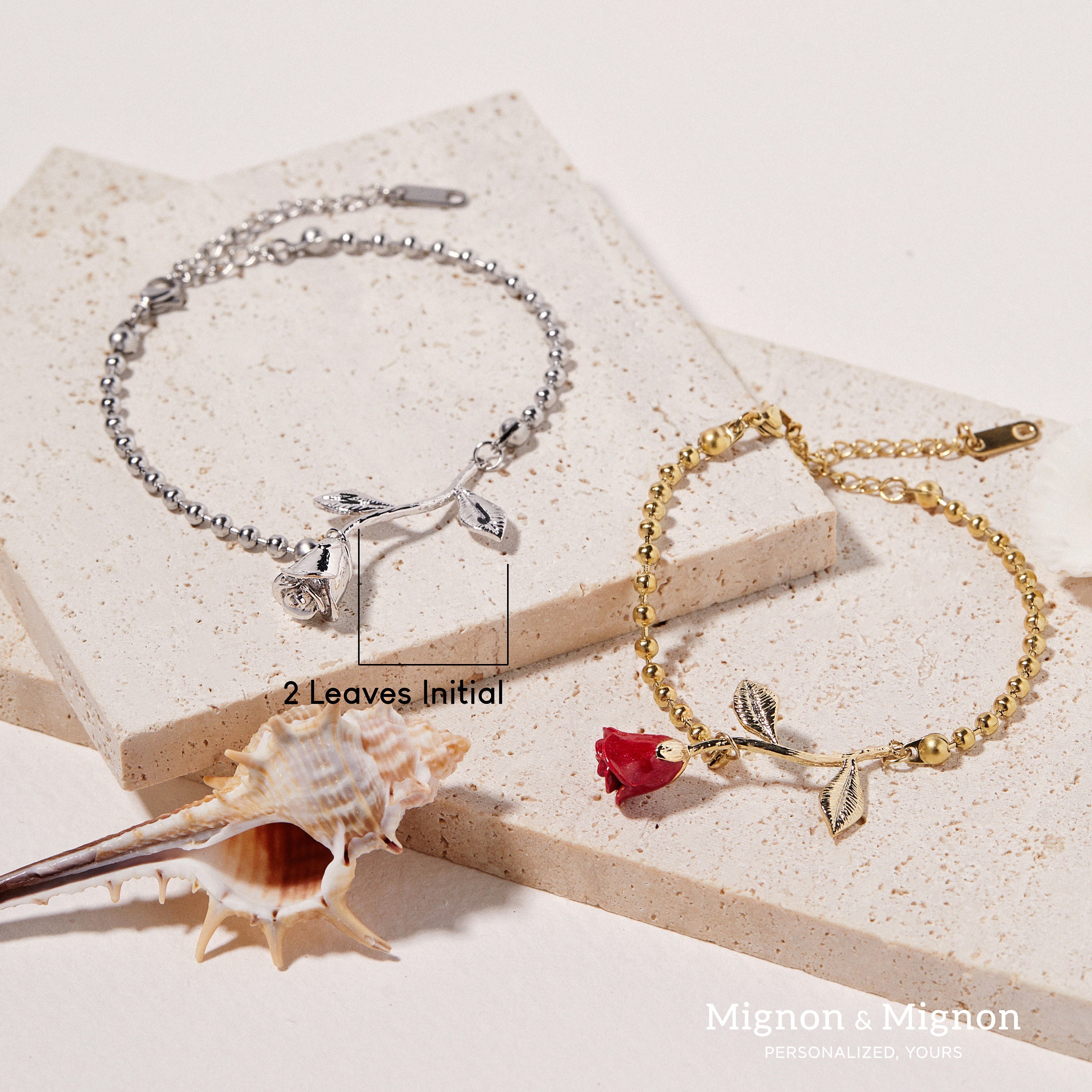Personalized Beauty and the Beast Wedding Rose Petal Charm Bracelet Mother&#39;s Day Gift Jewelry Initial Bracelet Accessories For Mothers