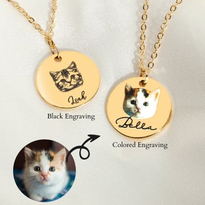 Custom Pet Necklace, Actual Pet Portrait Personalized Jewelry for Women, Handmade Jewelry Gifts, Cat Dog Pet Memorial for Mother's Day Gift image 2