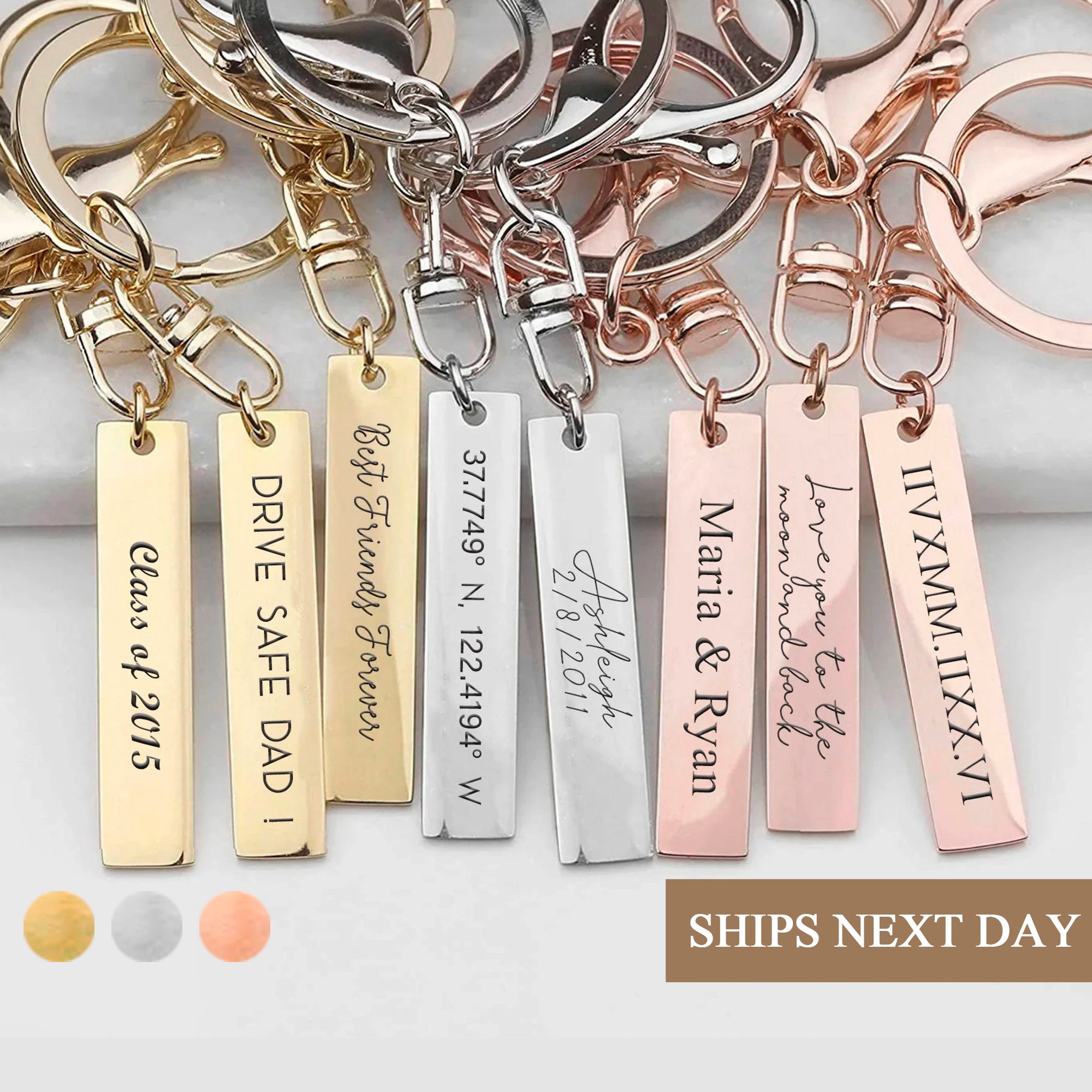 Custom Message Names Date Key ring Gift for Boyfriend Dad Mum Couple A –  The Engraving Shop