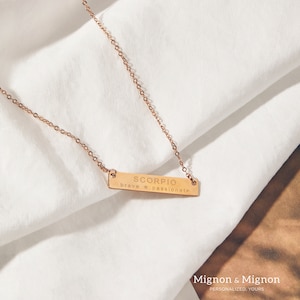 Engraved Custom Bar Necklace for Women, 14K Gold Chain Birthday Gift, Monogram & Name Necklaces, Personalized Jewelry, Mother's Day Gift image 5