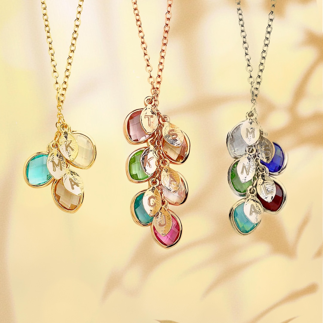 Personalized Necklace Birthstone Pendant For Mom Mementos