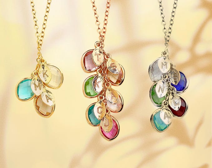 Custom Birthstone Necklace for Mom Push Gift for New Mom Gift Unique Gift for Mom Grandma