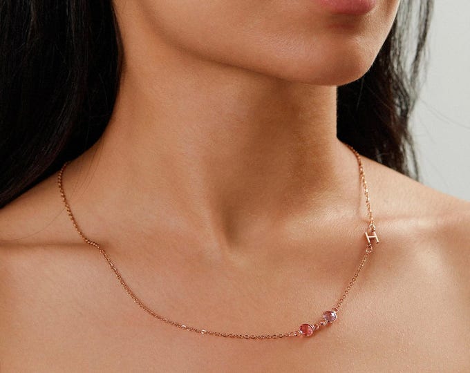 Personalized Sideways Initial Necklace Custom Unique Gift Birthday Gift For Best Friend Birthstone For Woman Bridesmaid Gift for Her