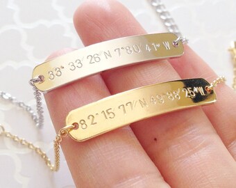 Dainty Personalized Bracelet, Coordinate Jewelry, Latitude Longitude Bracelet, Friendship Bracelet - 5BR *
