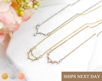 Zodiac Star Sign Necklace for Women Constellation Jewelry Celestial Wedding bridesmaid proposal Best Birthday Flower Girl Gift for Her -ZCPN