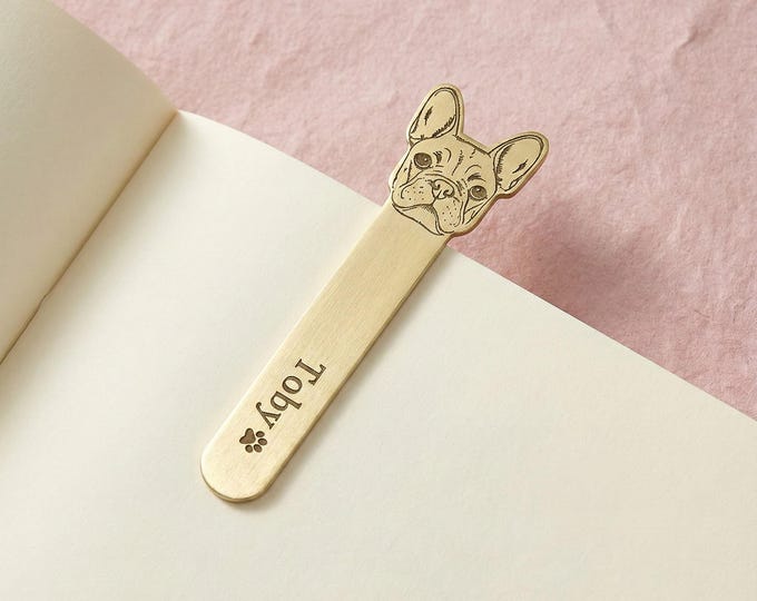 Personalized Pet Face Bookmark Custom Name Engraved Metal Cat Dog Bookmark Cute Christmas Gift for Pet Lover