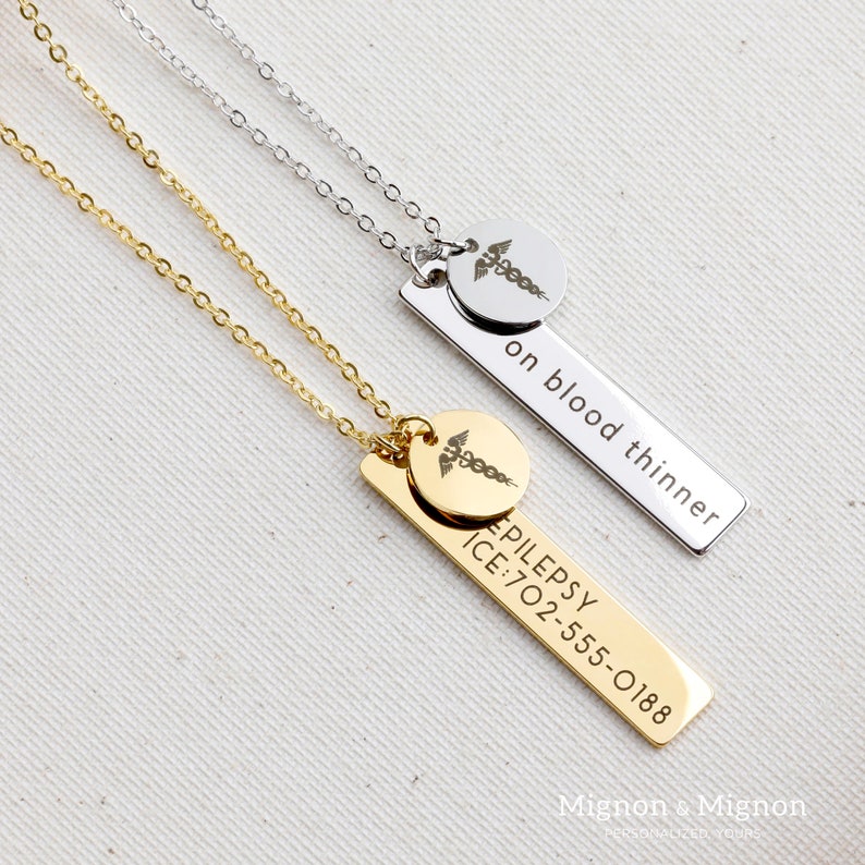 Personalized Medical Alert Necklace Diabetes Personalized Medical ID Necklaces for Women Autism Medical Jewelry Gift Name Necklace image 4