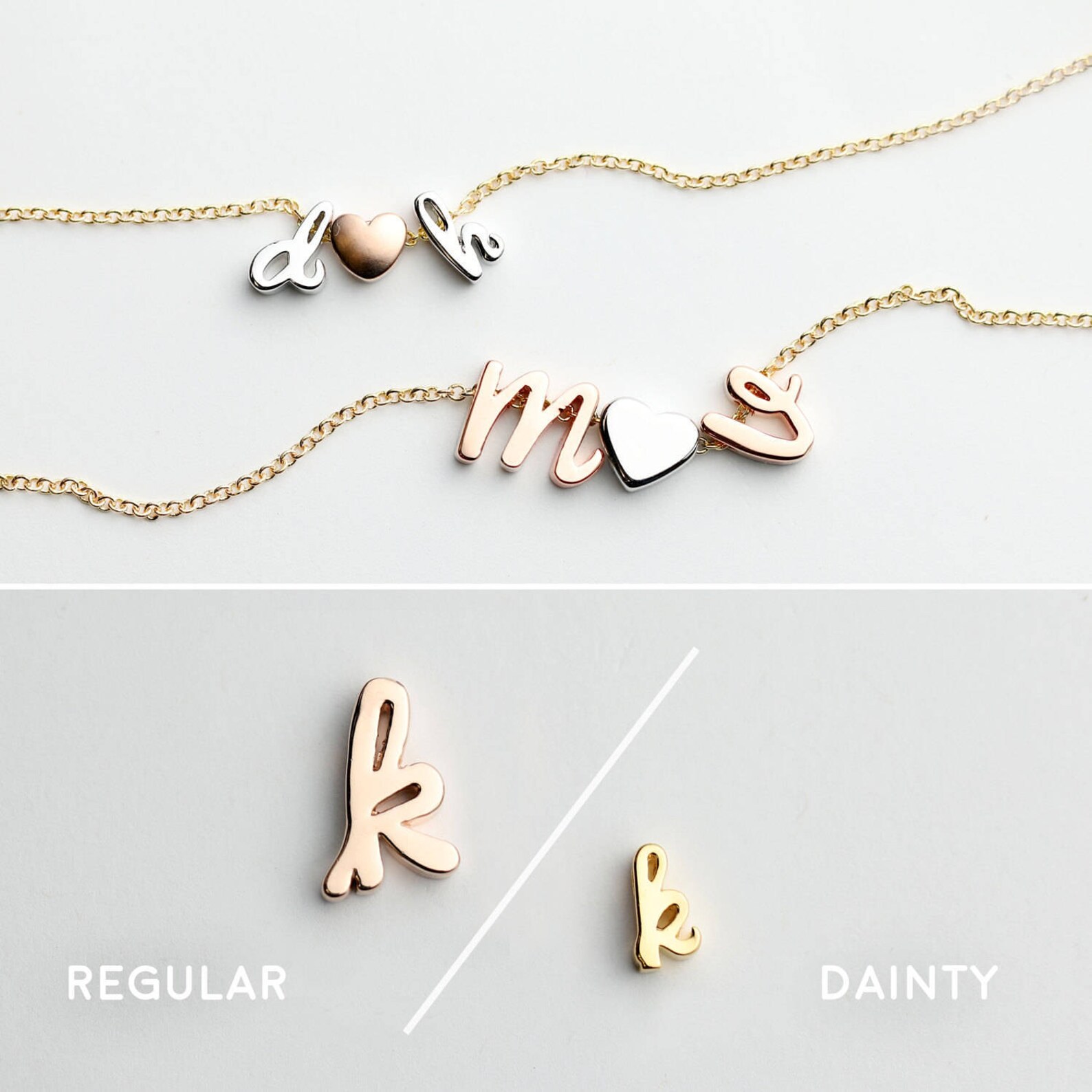 New Item Gold Initial Charm Necklace REGULAR SIZE Etsy