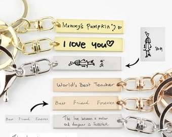 Personalized  Handwriting Keychain Dad Key Chain Boyfriend Birthday Custom Engraved Keyring Fathers Day Gift Handwritten Gifts from Kids