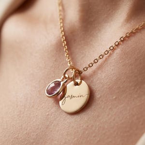 Birthstone Necklace for Women Birthday Gift for Her Personalized Jewelry for New Mom Grandma Kids Name Necklace image 5