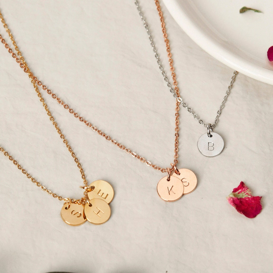 Initial Necklace Gold Pendant Letter Necklace Personalized Etsy UK