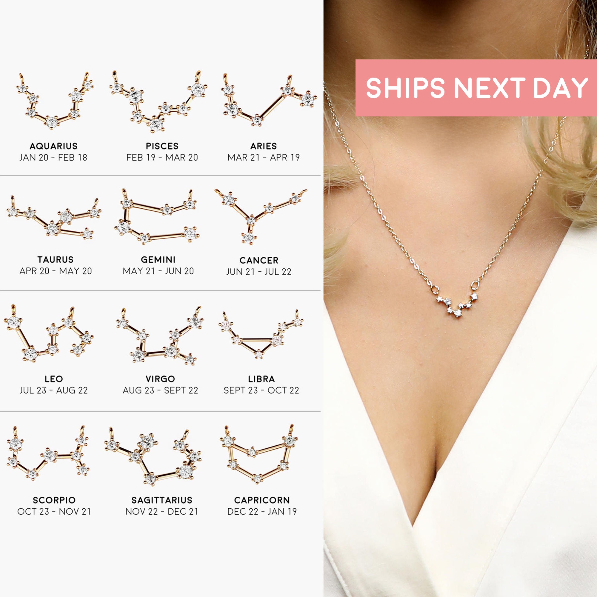 Necklaces Pendants Elegant Women Zodiac Necklace Gift Constellation Jewelry