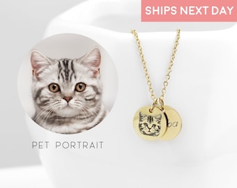 Custom Pet Memorial Necklace for Mom Cat Portrait Necklace for Women Best Mothers Day Gift for Her Personalized with Pet Picture -CN-AP