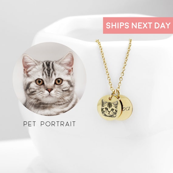 Custom Pet Portrait Name Necklace 