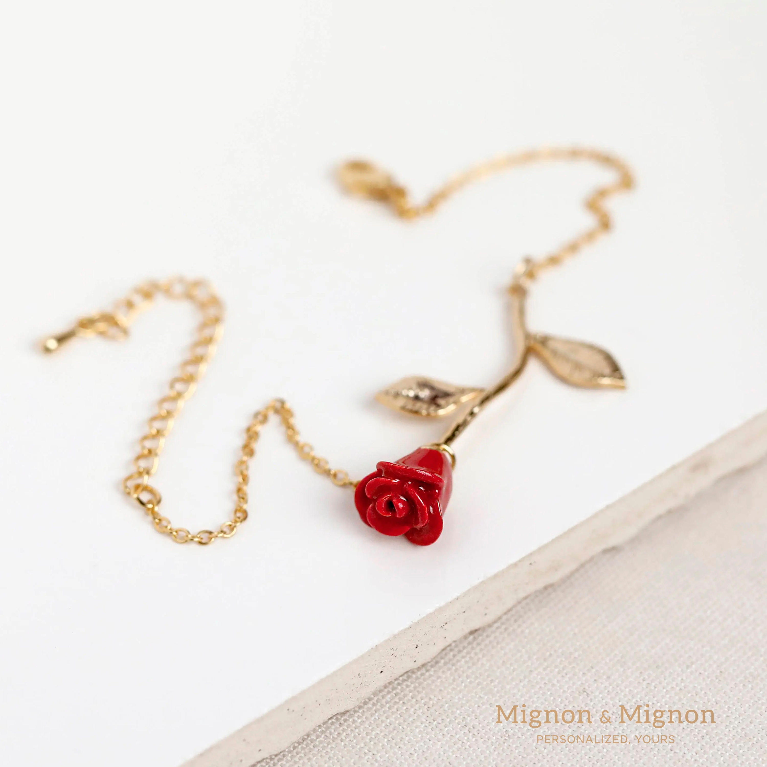Rose Bracelet Gift for Her Beauty And The Beast Jewelry Personalized Flower Bracelet Initial Charm For BFF Bridesmaid Gift Mother&#39;s day gift