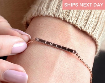 Personalized Bracelet For Women Gold Bar Bracelet Custom Bracelet Coordinate Bracelet Custom Name Bracelets Engraved Bracelets Jewelry - 1BR