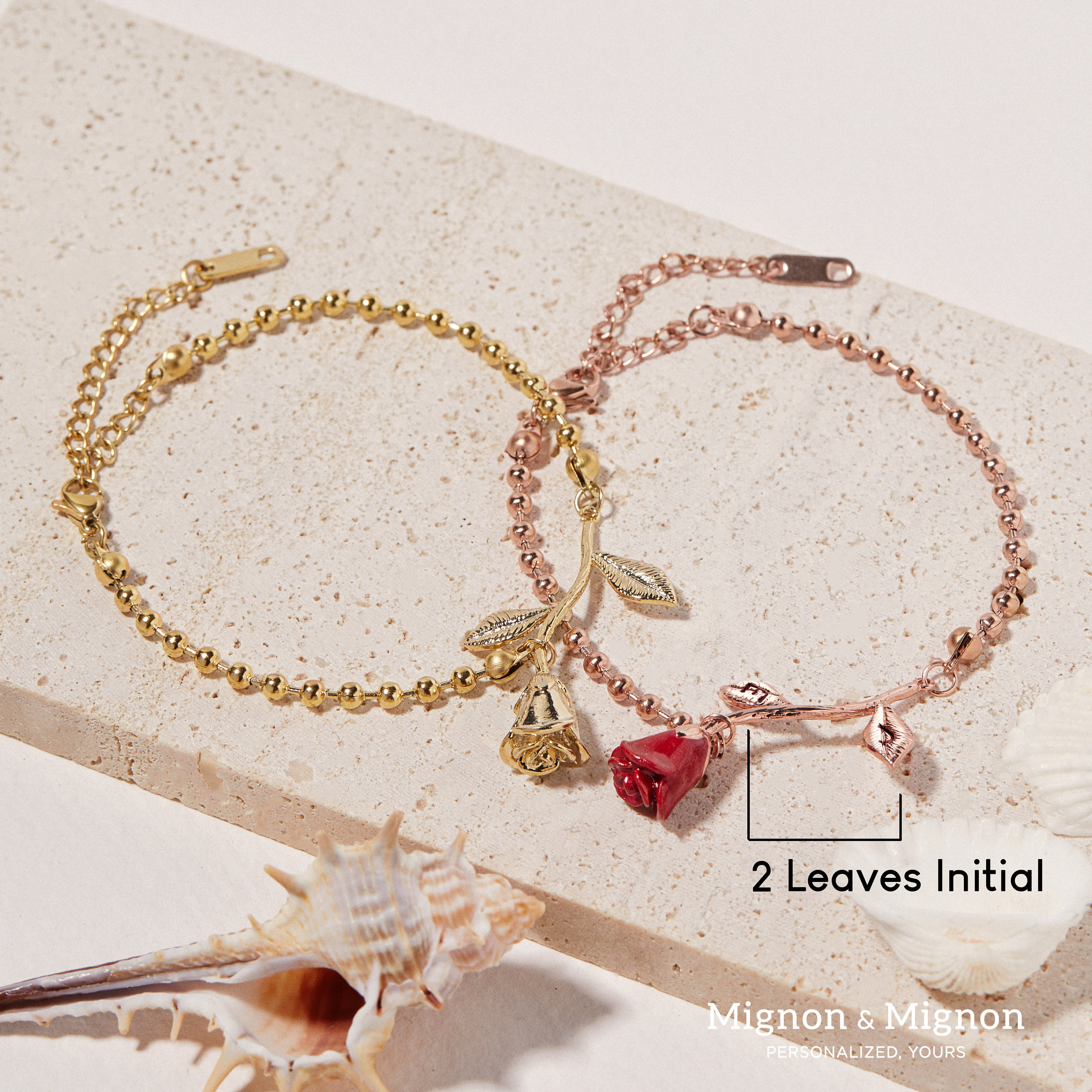 Personalized Beauty and the Beast Wedding Rose Petal Charm Bracelet Mother&#39;s Day Gift Jewelry Initial Bracelet Accessories For Mothers