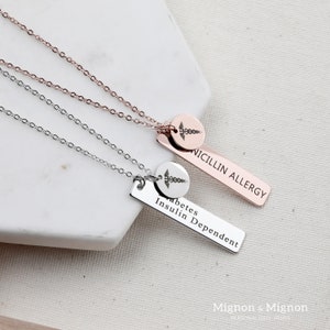 Personalized Medical Alert Necklace Diabetes Personalized Medical ID Necklaces for Women Autism Medical Jewelry Gift Name Necklace image 3