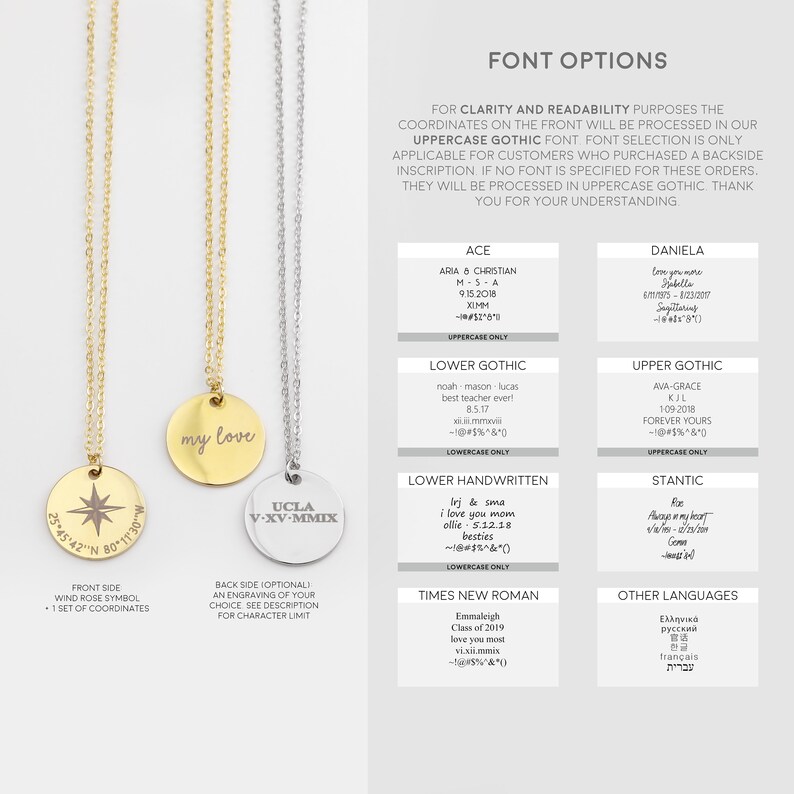 Coordinate Necklace Teacher Gifts Compass Necklace for Etsy