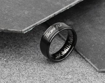 Anillo grabado personalizado para hombre, regalo de aniversario personalizado para novio, anillo de promesa para él, regalo del Día del Padre, joyería hecha a mano.