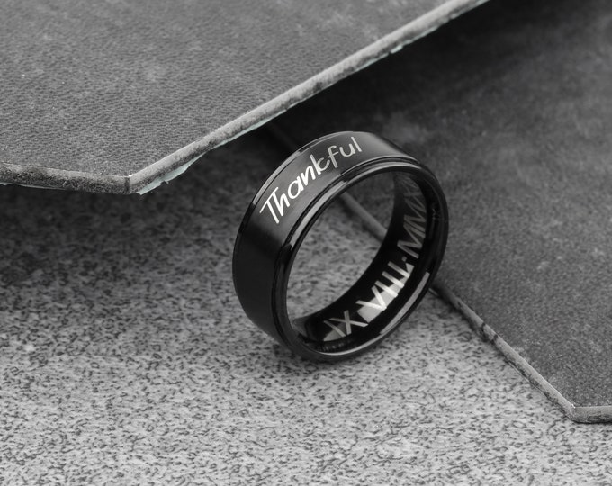 Custom Engraved Mens Ring, Personalized Anniversary Gift for Boyfriend, Promise Ring for Him, Father's Day Gift, Handmade Jewelry Gift