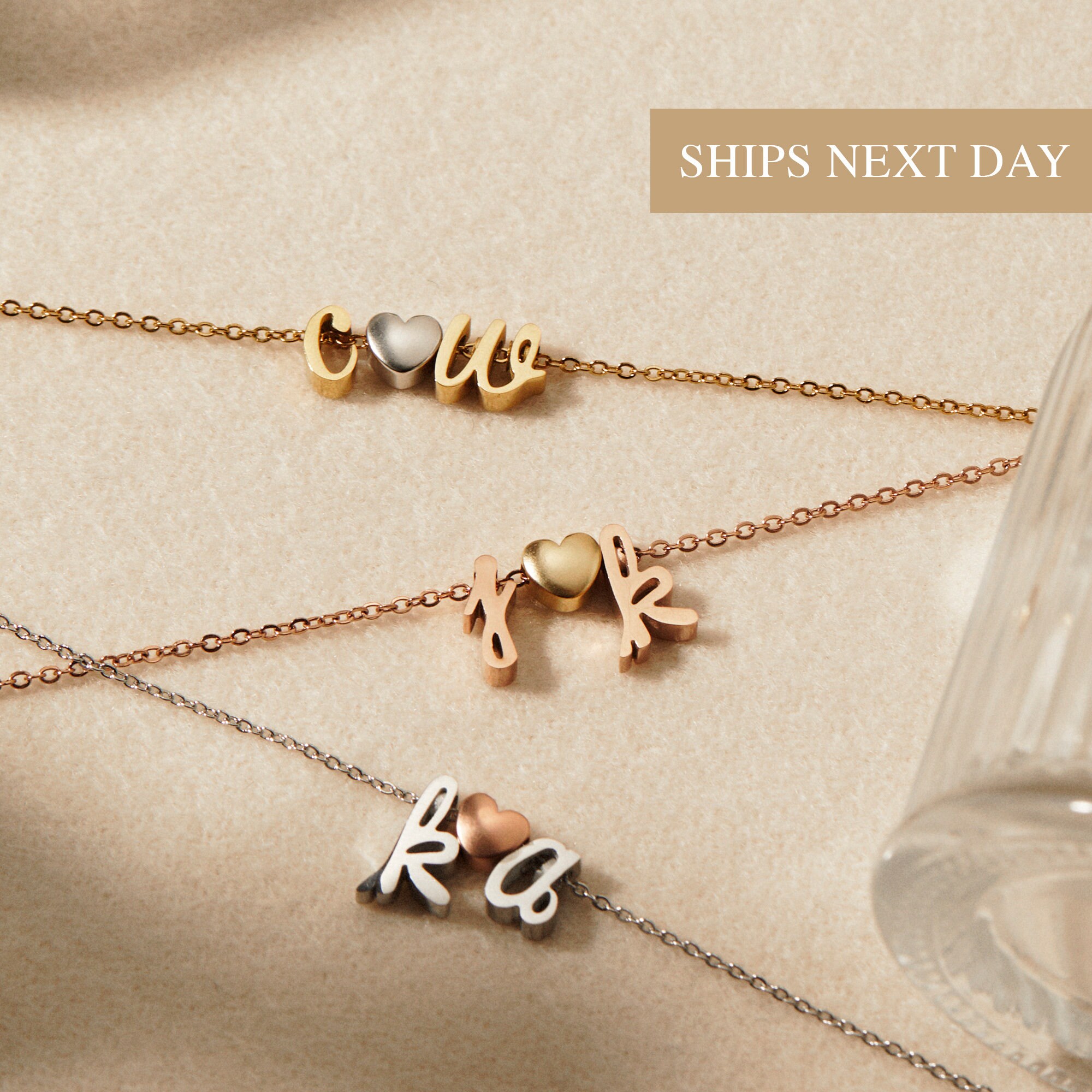 Kids Heart Initial Necklace Silver 
