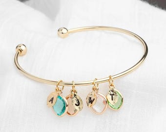 Bracelet avec pierres de naissance pour sa maman, bijoux personnalisés avec pierre de naissance, cadeau grand-mère, pierre de naissance de famille, cadeau d'anniversaire pour maman