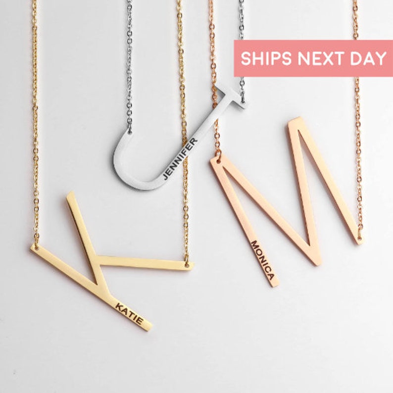 Personalized Large Initial Necklace 