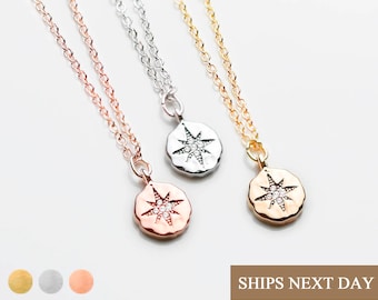 Personalize Compass Necklace with Initial Dainty Compass Friendship Jewelry Gift for Her Custom Wedding Gift Simple Minimalist Necklace -DCN