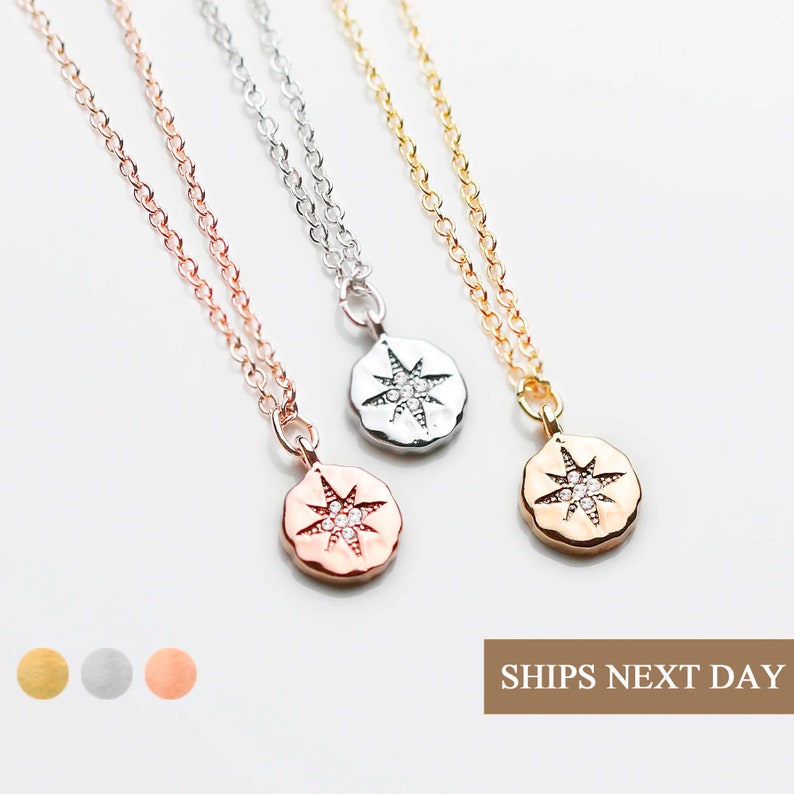 Personalize Compass Necklace with Initial Dainty Compass Friendship Jewelry Gift for Her Custom Wedding Gift Simple Minimalist Necklace -DCN 